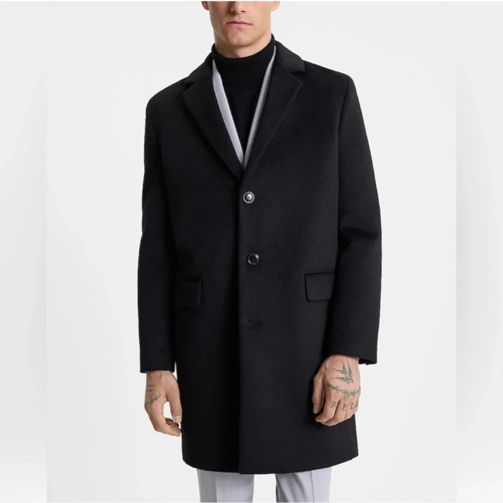 Express Brand New Men's Black Wool-Blend
Overcoat. Size Medium - Picture 2 of 16